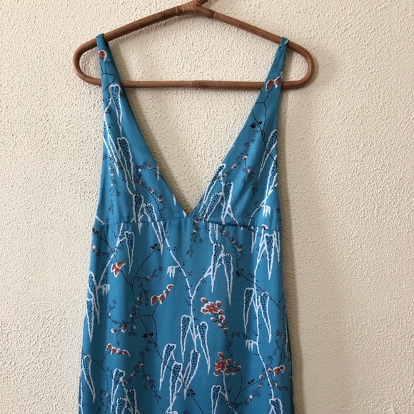 Zara Deep V Silk Patterned Midi Dress XS - Picture 3 of 4